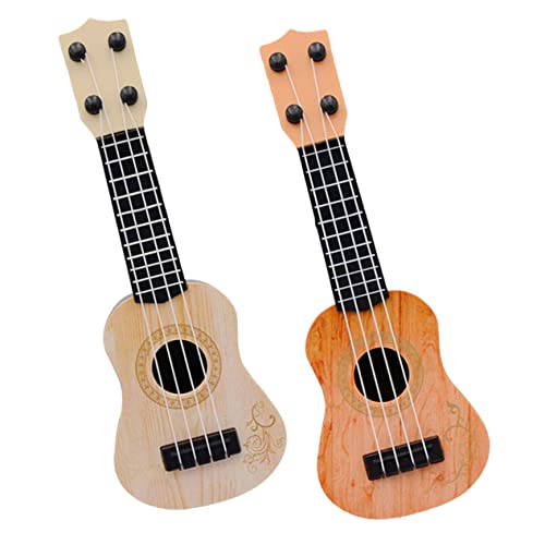 CORHAD 2 Stück Mini Ukulele für Kleinkinder Nachbildung Musikinstrument Kindgerechtes Lernspielzeug in Gelb für Familienzusammenkünfte und Musikalische Früherziehung von CORHAD