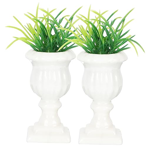 CORHAD 2 Stück Miniatur Römische Säulen Bonsai Vasen Ornamente Kleine Potted Plant Decors für Puppenhaus Mikro Landschaft DIY Zimmerdeko Langlebiges Material von CORHAD
