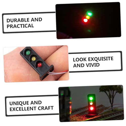 CORHAD 2 Stück Miniatur Zugsignal Lampen Langlebiges Modellbahn Zubehör für Sandtisch Landschaft Robustes DIY Material für Detailreiche Eisenbahn Architekturmodelle Farbenfrohe von CORHAD