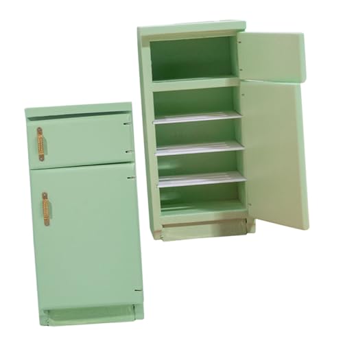 CORHAD 2 Stück Puppenhaus Kühlschrank Modell Detailgetreuer Mini-kühlschrank in Hellgrün für Kreative Fotografie Puppenhausdekoration und Fantasievolles Rollenspiel von CORHAD