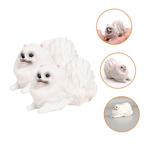 CORHAD 2 Stück Realistisches Pomeranian Hund Modell aus Robustem Kindgerechtes Welpen Erkennungsmodell Detailgetreue Dekofigur für Schlafzimmer und Lernspielzeug Vorstellungskraft und von CORHAD