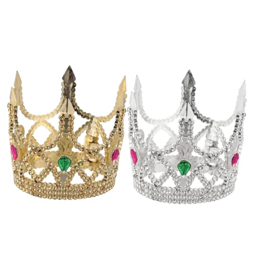 CORHAD 2 Stück Teiliges Königskronen Silber und Gold Halloween Party Kronen Kopfschmuck Mittelalterliche Kostüm Requisiten für König und Königin Glänzend Langlebig für Tanz und von CORHAD
