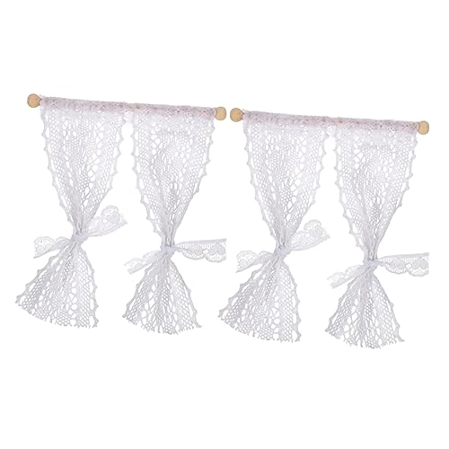 CORHAD 2stücke Miniature Lace Curtain Für Teiliges Dekorativer Vorhang Für Fenster Hochwertige Mini-hausdekoration Für Puppenstuben Und Szenen von CORHAD