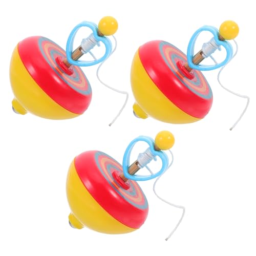 CORHAD 3 Stück Gyro mit Zug Schnur Kreativer und Langlebiger Spielkreis zum Greifen und Drehen Fördert Hand Auge Koordination Buntes für Jungen und Mädchen Ab Jahren von CORHAD