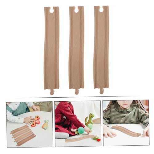 CORHAD 3 Stück Teiliges Holz Eisenbahn gleis Gebogene Schienen erweiterung Langlebiges DIY Einfache Montage Kompatibel mit Holzeisenbahn Zubehör Fördert Kreativität und Motorik von CORHAD