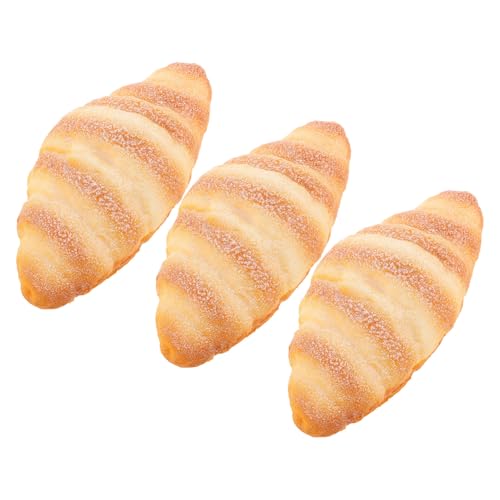 CORHAD 3 Stück Teiliges Künstliches Croissant Realistische Deko Brote aus Robustem Material für Bäckerei Küchen Fensterdeko und Fotografie Requisiten mit Detailgetreuem Design und von CORHAD