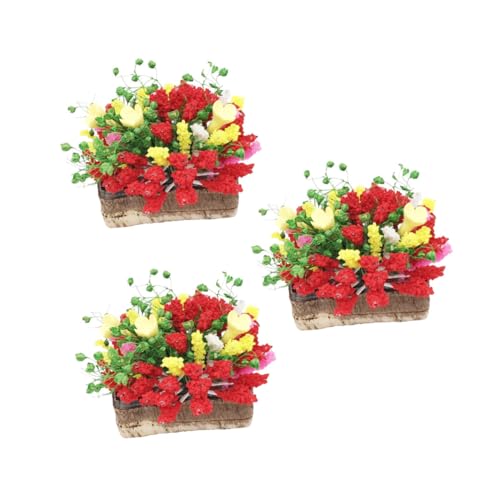 CORHAD 3 Stück Teiliges Miniatur Resin Blumen Künstliche Topfpflanzen für Puppenhaus Realistische Mini Garten Dekoration Pflegeleicht Wetterfest für Innen und Außenbereiche Geeignet von CORHAD