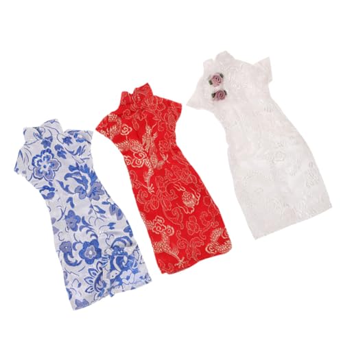 CORHAD 3 Stück Teiliges Puppenbekleidungsset Chinesischer Stil Cheongsam Strapazierfähige Leichte Stoffkleidung Passend für Puppen als und Zubehör für Kreatives Rollenspiel von CORHAD