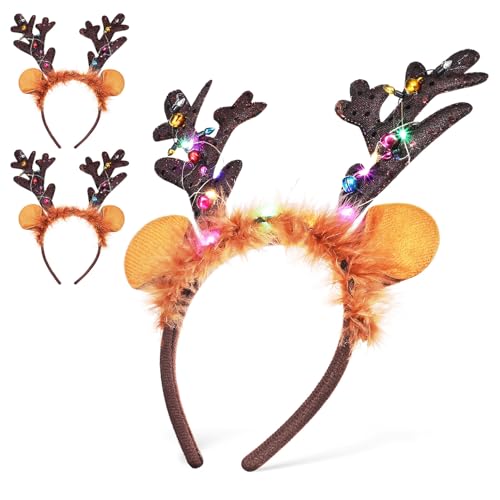 CORHAD 3 Stück Teiliges Rentiergeweih Haarreif Weihnachtskostüm Haarreif mit Glitzer Elastisch Bequem Flexibel Geeignet für Damen und Mädchen Weihnachtsfeier Party Cosplay CORHAD 3 Stück Teiliges Rentiergeweih Haarreif Weihnachtskostüm Haarreif mit Glitzer Elastisch Bequem Flexibel Geeignet für Damen und Mädchen Weihnachtsfeier Party Cosplay von CORHAD