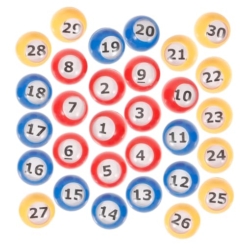 CORHAD 30 Stück Teiliges Bingo spielbälle aus Kunststoff Nummerierte Kugeln Langlebige Farbige Party Unterhaltungsbälle für Gewinnspiele und Veranstaltungen von CORHAD