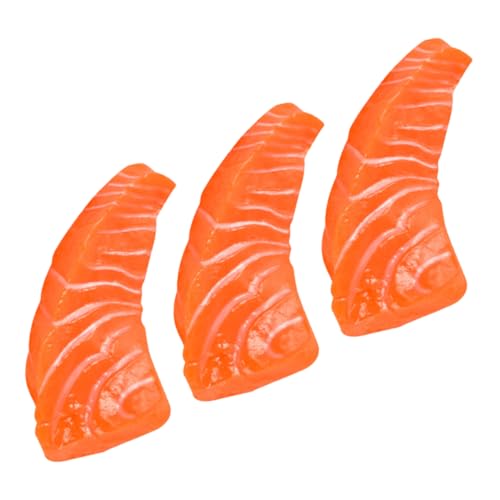 CORHAD 3st Simulation Lachs Gefälschtes Essen Simuliertes Lachsdekor Modelle Für Lachsfutter Künstliches Sushi Falsches Fleisch Gefälschtes Lachsmodell Lachs-Modell PVC Japan Fischform von CORHAD