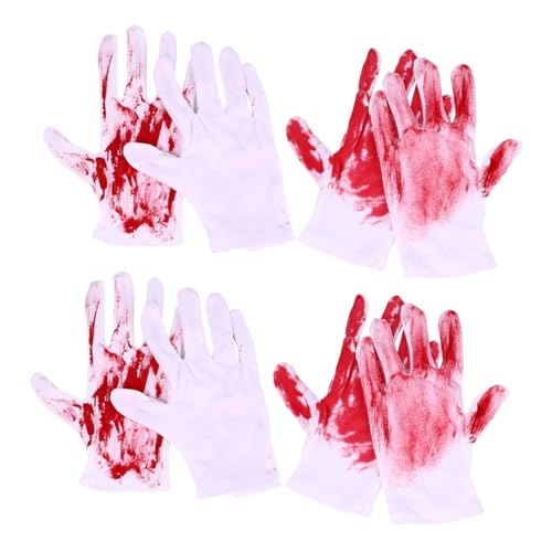 CORHAD 4 Paare Weiße Flecken Handschuhe Wiederverwendbar Unisex Halloween Grusel Requisiten für Zombie Vampir Metzger Kostüm Zubehör Karneval Party von CORHAD