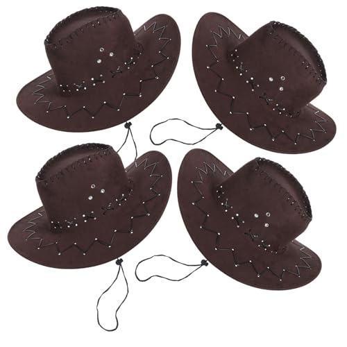 CORHAD 4 Stück Cowboyhut Verstellbar Leichter Westernhut für Mädchen Jungen Party Karneval Fasching Kostüm Zubehör von CORHAD