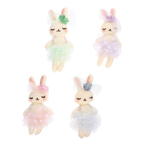 CORHAD 4 Stück Kaninchenpuppe Kleidung Kaninchenzubehör Kleine Hasenpuppe Hasenspielzeug Gefüllt Kleine Kuscheltiere Hasenkissen Osterhasenpuppen Plüschkaninchen Hase Gastgeschenke Stoff von CORHAD