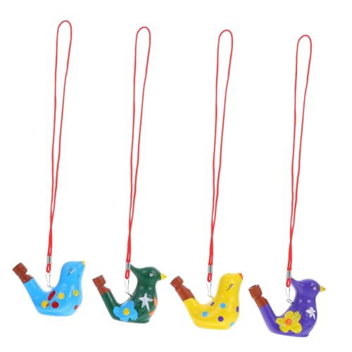 CORHAD 4 Stück Keramische Vogelpfeifen mit Realistischem Wasserruf Bunte Handgefertigte Vogel Designs Tragbare Wasserspielzeuge für Partygeschenke Sammler und Vogelbeobachter von CORHAD