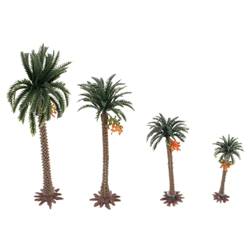 CORHAD 4 Stück Miniatur Kokosnussbaum Handbemalt Exotische Tropische Pflanzen Modellbau für Sandtisch Micro Landschaft Bastelprojekte Dekoration von CORHAD