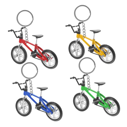 CORHAD 4 Stück Miniatur Mountainbike Schlüsselanhänger aus Legierung Realistische Finger Bike Modelle Dekoratives Accessoire für Rucksack Autoschlüssel Handtasche für Radfahrer von CORHAD