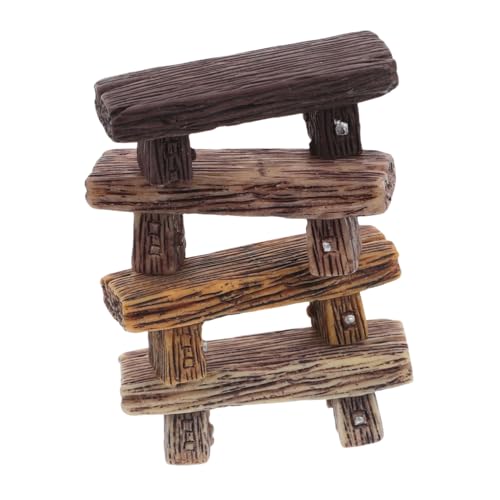 CORHAD 4 Stück Miniatur doppelsitzbank Resin Vintage Ornament Detailreiche Puppenhausmöbel Naturgetreue Holzoptik Vielseitig für Garten Büro Wohnzimmer Puppenhaus deko von CORHAD