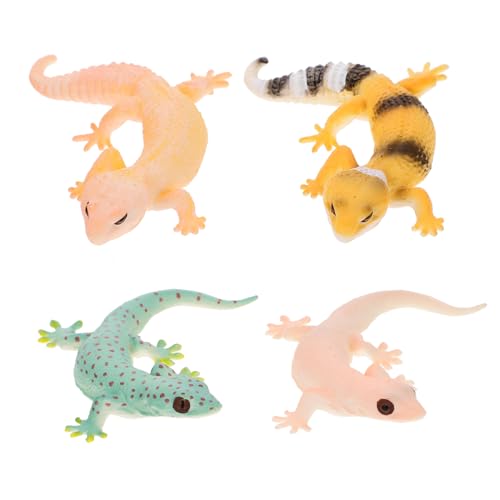 CORHAD 4 Stück Simulations-echsenmodell Tierfiguren Spielzeug Künstliches Eidechsenmodell Dekorationen Für Den Lebensraum Von Reptilien Statuen Plastik Gecko Beweglich Kleinkind von CORHAD