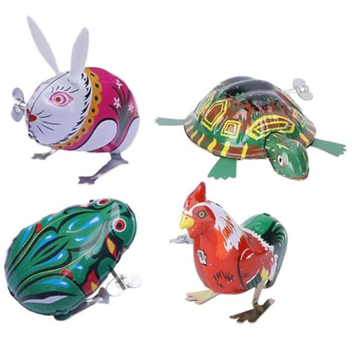 CORHAD 4 Stück Teiliges Aufziehspielzeug für Nostalgische Tierchen aus Springende Tiere Pädagogisches für Jungen und Mädchen Bunte Designs Zufällige von CORHAD