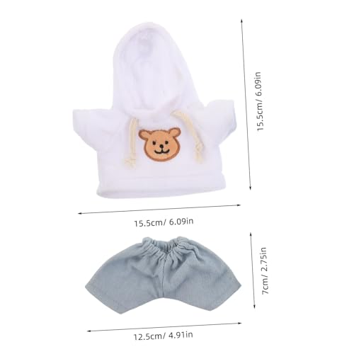 CORHAD 4 Stück Teiliges Bärenkleidungs Stofftiere Weiche Baumwoll-Hoodies und Jeanshosen Niedliche Outfits für Plüschtiere Kleidung für DIY Bärenkleidung von CORHAD