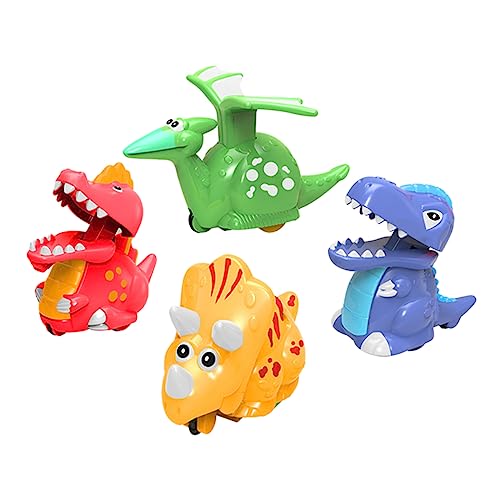 CORHAD 4 Stück Teiliges Dinosaurier Auto für Kleine Press Go Rückziehautos Bunte Cartoon Figuren für Jungen und Mädchen Batteriefrei und Robust Zufällige Farbe Zufällige Farbe von CORHAD