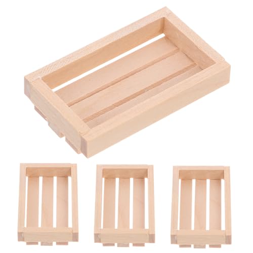 CORHAD 4 Stück Teiliges Mini Holz aufbewahrungskorb Robuste Holzboxen für Bastelbedarf und Puppenhaus dekor Platzsparend Vielseitig für Indoor Outdoor mikrolandschaften Fairygarden von CORHAD