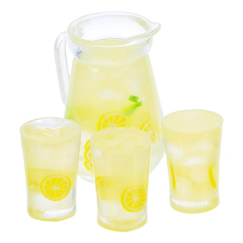 CORHAD 4 Stück Teiliges Mini Limonaden mit Krüge und Bechern Realistische Miniatur Zitronentee Deko für Puppenhaus Diorama Fotorequisiten und Kreative Sommer Szenerien von CORHAD