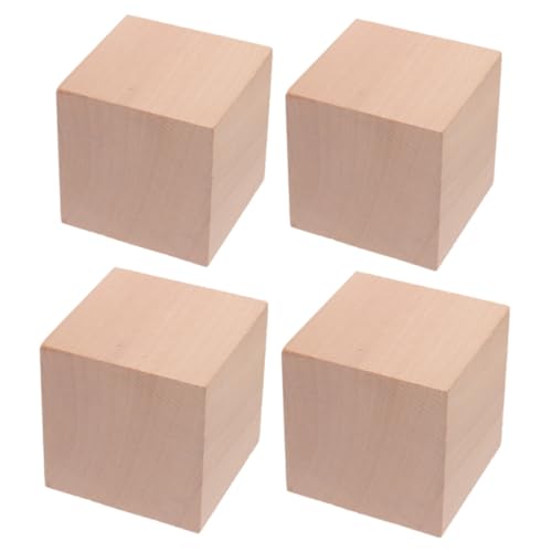 CORHAD 4 Stück Vorschulspielzeug Babyspielzeug Pädagogisches Würfelblockspielzeug Mathewürfel Quadratische Holzblöcke Pädagogisches Blockspielzeug Unfertige Holzblöcke Holzwürfel von CORHAD