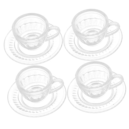 CORHAD 4Sätze Teeservice Set Aus Kunststoff Teiliges Puppenhaus Zubehör Für DIY Miniaturen Elegantes Design Für Wohnzimmer Und Esszimmer Sicheres Und Langlebiges von CORHAD