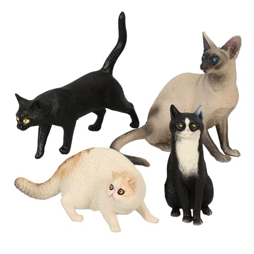 CORHAD 4Stücke Lebensechtes Katzenmodell Realistische Katzenfiguren und Gartendekoration für Lernzwecke und Dekoratives Katzendekor Detailgetreue Nachbildung von CORHAD