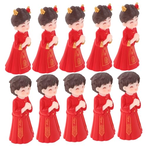 CORHAD 5 Paare Mini Braut Bräutigam Figuren Micro Wedding Couple Modell Chinesische Stil Hochzeitstorten Dekoration Glückwunsch Brautpaar Ornament für Festliche Veranstaltung von CORHAD