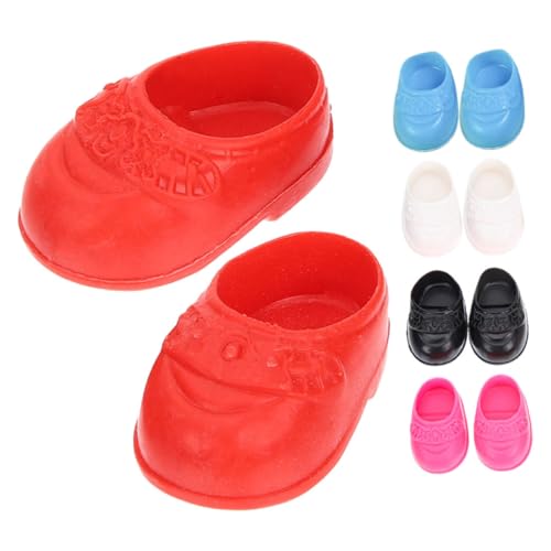 CORHAD 5 Paare Mini Puppenschuhe Flache Miniaturschuhe für Puppenhaus Dekorationen Rot Rosa Blau Niedliche Puppen Flats von CORHAD