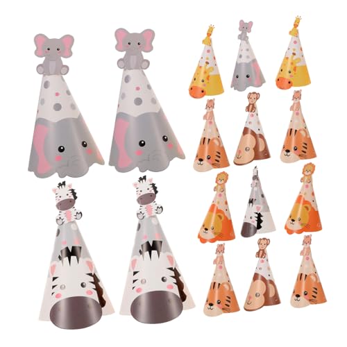 CORHAD 5 Sätze Geburtstagshüte mit Tiermotiven Papierspitzenhüte mit Tiger Elefant Einfache Handhabung für Jungen und Mädchen als Party Accessoires CORHAD 5 Sätze Geburtstagshüte mit Tiermotiven Papierspitzenhüte mit Tiger Elefant Einfache Handhabung für Jungen und Mädchen als Party Accessoires von CORHAD