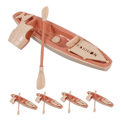 CORHAD 5 Sätze Miniatur Kunststoff Kajak Modell mit Paddel und Schwimmweste Langlebiges Kanufigur für Wohn und Puppenhausdekoration Outdoor Wassersport von CORHAD