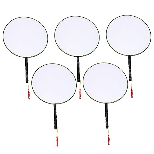 CORHAD 5 Stück DIY Malfächer Blanko Zeichenfächer aus Spinnseide Bastelfächer zum Bemalen mit Aufhängeschlaufe Pädagogisches Kunstmaterial für Mädchen und Jungen von CORHAD