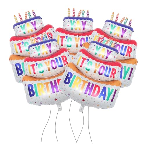 CORHAD 5 Stück Kuchen Folienballons Geburtstagsparty Dekoration Geburtstagsornamente Dekorative Kuchen Luftballons Geburtstagszubehör Mehrschichtige Kuchen Luftballons von CORHAD
