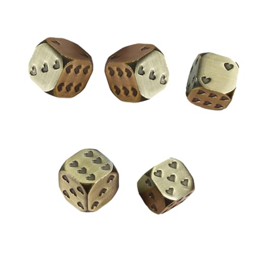 CORHAD 5 Stück Teiliges Metallwürfel Herzsymbolen Runde Ecken Langlebige Spielwürfel für Brettspiele Leichtes Tragbares Zubehör für Party Zuhause und Bar von CORHAD