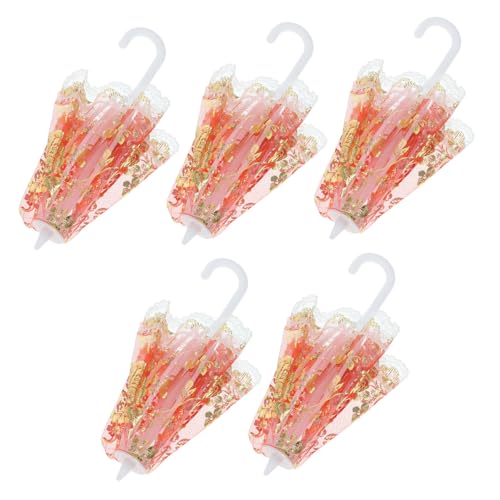 CORHAD 5 Stück Teiliges Mini Sonnenschirm aus Kunststoff Spitzen Dekor Gemischt Miniatur Schirmzubehör für Spielhaus und DIY Bastelprojekte Zufällige Farbe von CORHAD