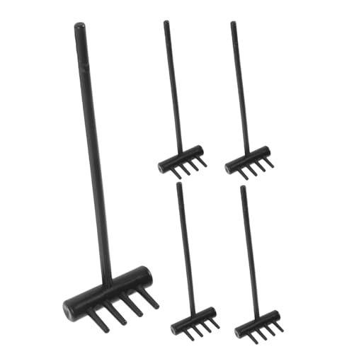 CORHAD 5 Stück Teiliges Miniatur gartenwerkzeug Kleine Sandkasten Rechen aus Robustem Kunststoff Kompakte Sandspielzeug Rake Tools für DIY Mini Gartenlandschaft und Sand Tray Dekoration von CORHAD
