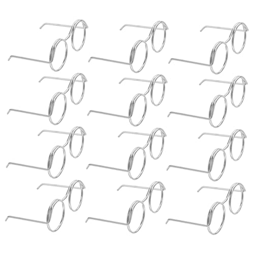 CORHAD 50 Stück Mini Doll Eyeglasses Metall-drahtfassung in Silber Miniatur Brillenrahmen für DIY Bastelprojekte Puppenhaus Foto Requisiten und Häkelpuppe Accessoires von CORHAD