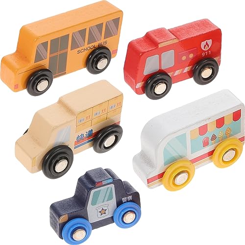 CORHAD 5Stücke Mini Holzfahrzeug für Teiliges Spielzeugauto aus Hochwertigem Holz Kognitive Lernspielzeuge für Jungen und Ab Jahren für Kreative Spielstunden von CORHAD