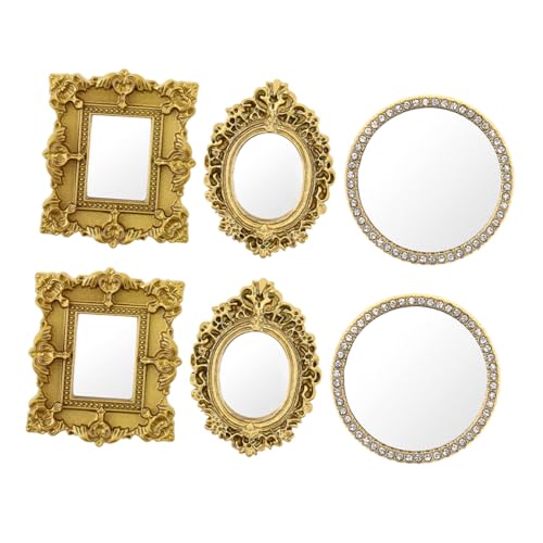 CORHAD 6 Stück Maßstab Resin Gold Finish Europäischer Stil Puppenhaus Deko Oval mit Strass Mini Schlafzimmer Arbeitszimmer Zubehör CORHAD 6 Stück Maßstab Resin Gold Finish Europäischer Stil Puppenhaus Deko Oval mit Strass Mini Schlafzimmer Arbeitszimmer Zubehör von CORHAD