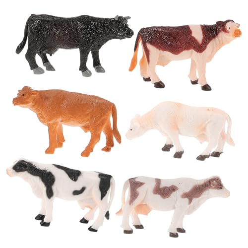 CORHAD 6 Stück Mini Kühe Figuren Stabile Kompakte Farm-Dekoration Tisch Gartendeko Tiermodelle Realistisch für Rustikalen Stil von CORHAD