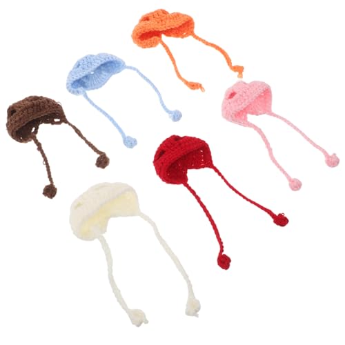 CORHAD 6 Stück Puppenstrickhut Bastelmützen für Weihnachten Mini-Wollmützen Mini-Hutverzierung Puppenhut Strickmützen basteln dekorative Minihüte Kostümzubehör Garn von CORHAD