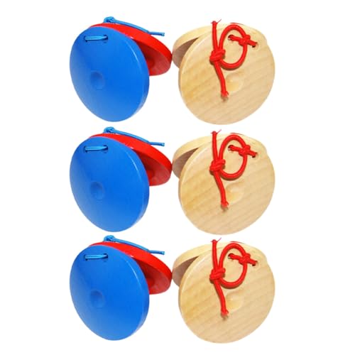 CORHAD 6 Stück Teiliges Holz Castagnetten für Sicheres Schlaginstrument mit Glatten Kanten Angenehm Klingendes Musikspielzeug zur Frühen Musikalischen von Jungen und Mädchen von CORHAD