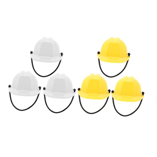 CORHAD 6 Stück Teiliges Miniatur Sicherheitshelm aus Kunststoff Kleine Bauarbeiterhelme für Puppen und Dekoration Leichte Mini Bauhelme für Party und Bastelprojekte Weiß und Gelb von CORHAD