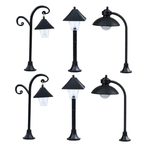 CORHAD 6 Stück Teiliges Miniatur straßenlaternen Wetterfeste Mini dekorleuchten für Sandtisch Gartenfeen Ornamente und Landschaftsgestaltung Realistische Mini straßenlampen für Modellbau von CORHAD