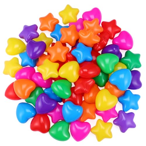 CORHAD 60 Stück Teiliges Bunte Spielbälle für Ballbecken Bunte Herz Fünfzackige Sternform Robuste und Langlebige Poolbälle Zubehör für Spielzelt Planschbecken und Indoor-spielbereiche von CORHAD