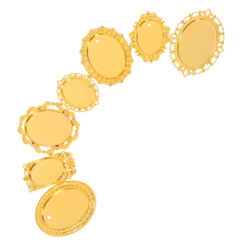 CORHAD 7 Stück Kleine Goldene Bilderrahmen Vintage Miniatur Ovaler Metallrahmen für DIY Fotodekoration Puppenhaus Modell Vielseitig Nutzbar für Wand und Tisch Platzsparend und Tragbar von CORHAD